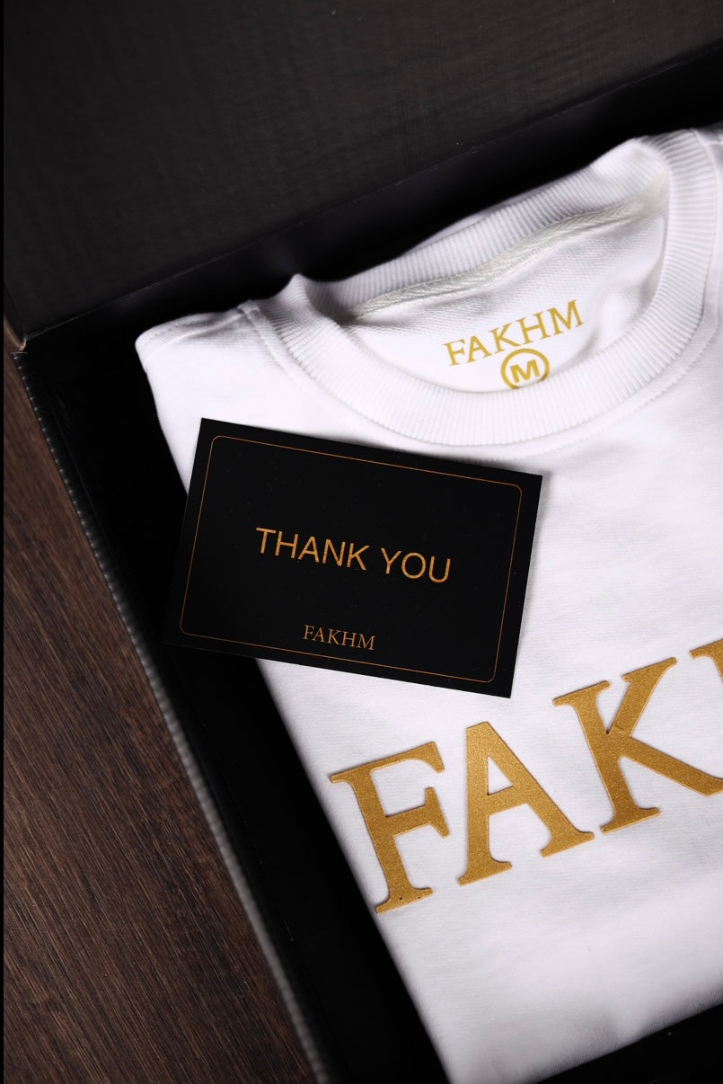 White Signature T-Shirt – Gold Print