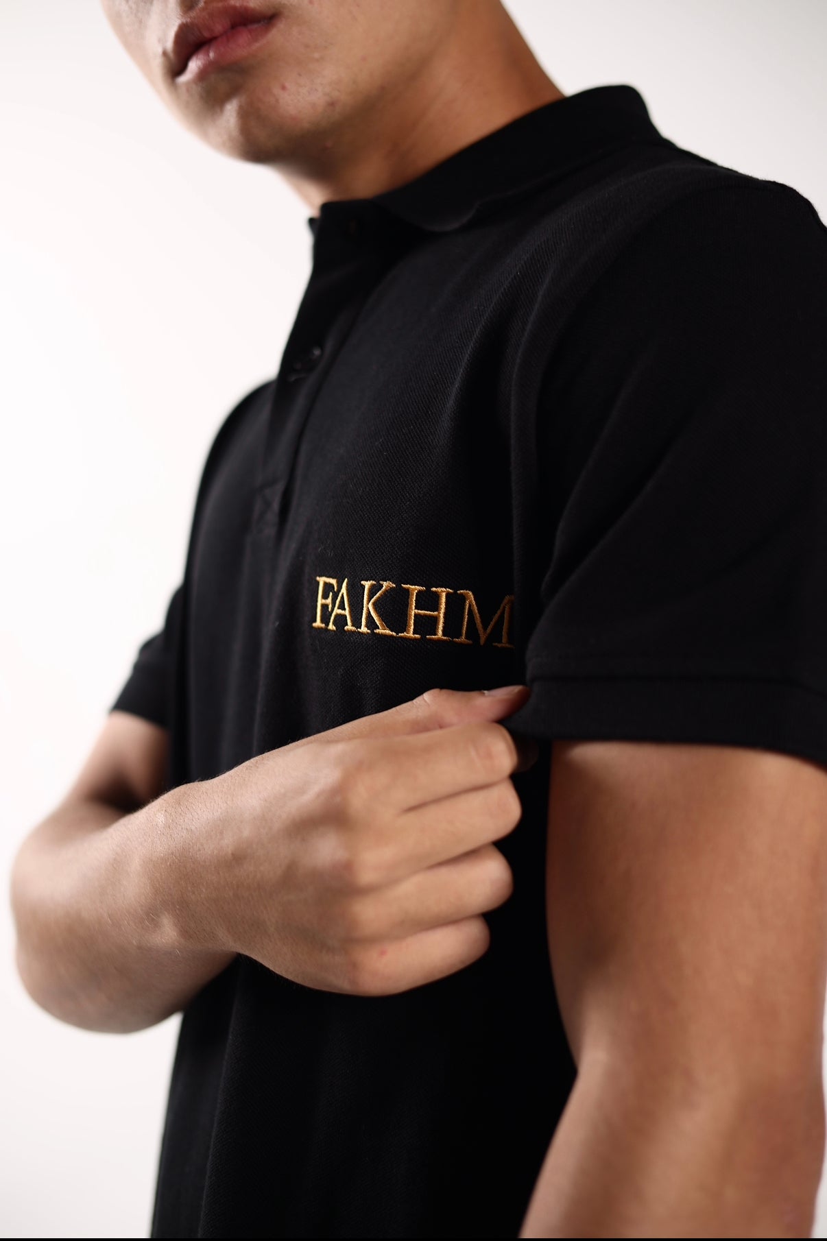FAKHM Prestige Polo – Black / Gold Embroidery