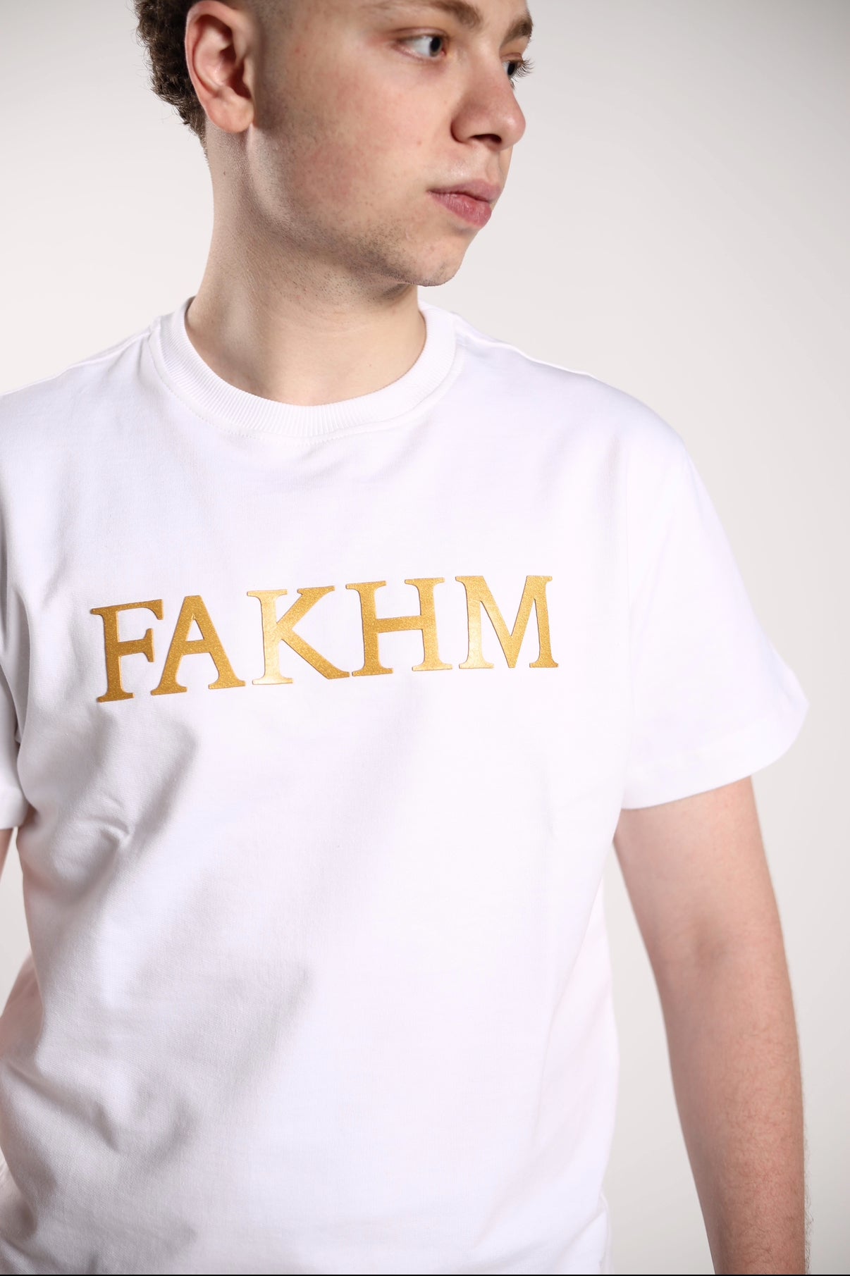 White Signature T-Shirt – Gold Print